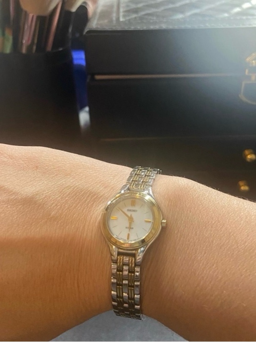Seiko solar Two-Tone Women's Bracelet Watch - Silver & Gold size 6.25”